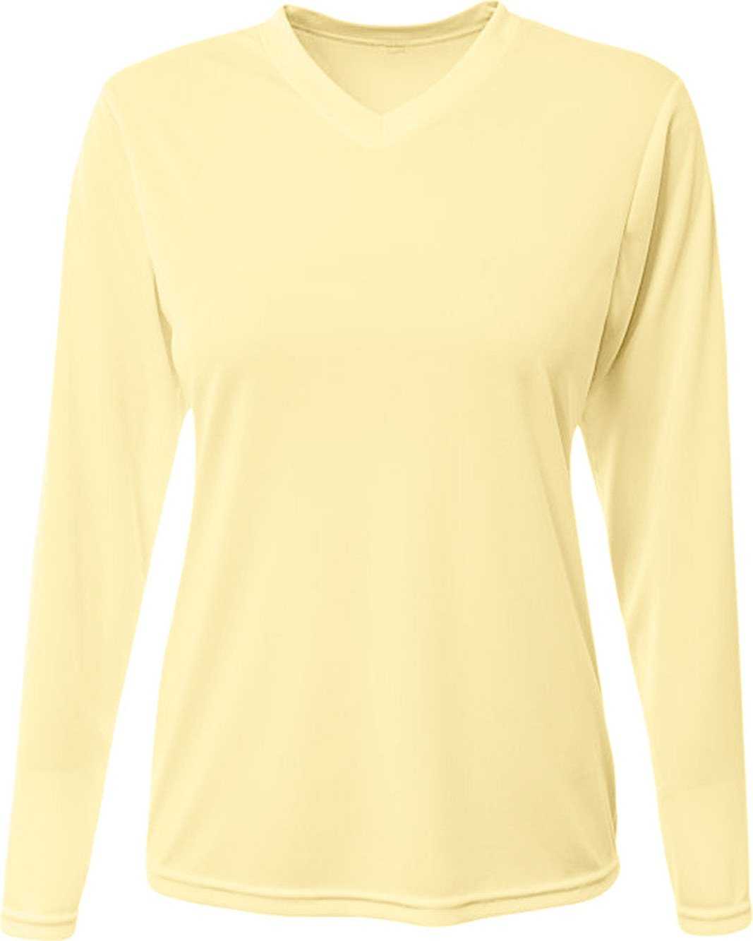 A4 NW3425 Ladies&#39; Long-Sleeve Sprint V-Neck T-Shirt - LIGHT YELLOW - HIT a Double - 2