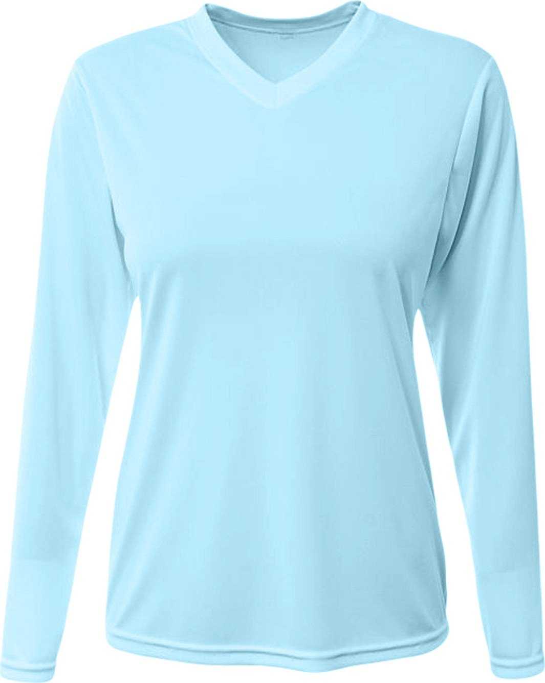 A4 NW3425 Ladies&#39; Long-Sleeve Sprint V-Neck T-Shirt - PASTEL BLUE - HIT a Double - 2