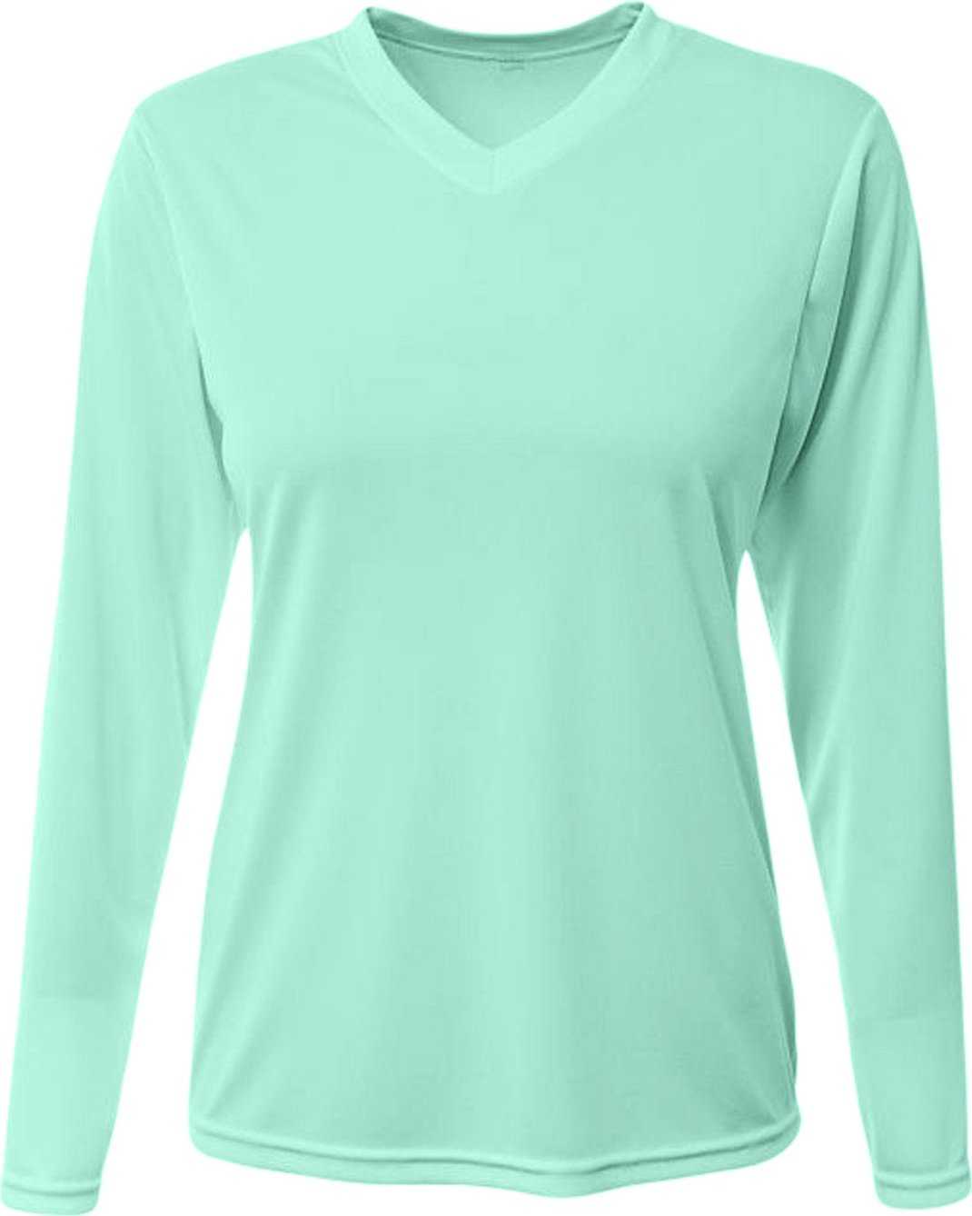 A4 NW3425 Ladies&#39; Long-Sleeve Sprint V-Neck T-Shirt - PASTEL MINT - HIT a Double - 2