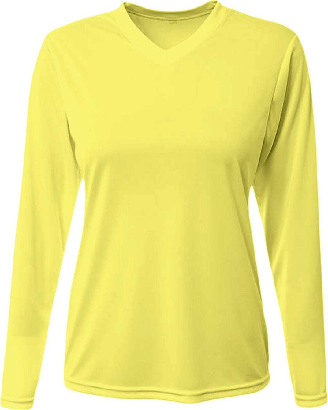 A4 NW3425 Ladies&#39; Long-Sleeve Sprint V-Neck T-Shirt - SAFETY YELLOW - HIT a Double - 2