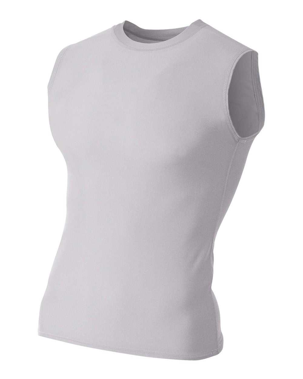 A4 N2306 Compression Muscle Tee - Silver - HIT a Double
