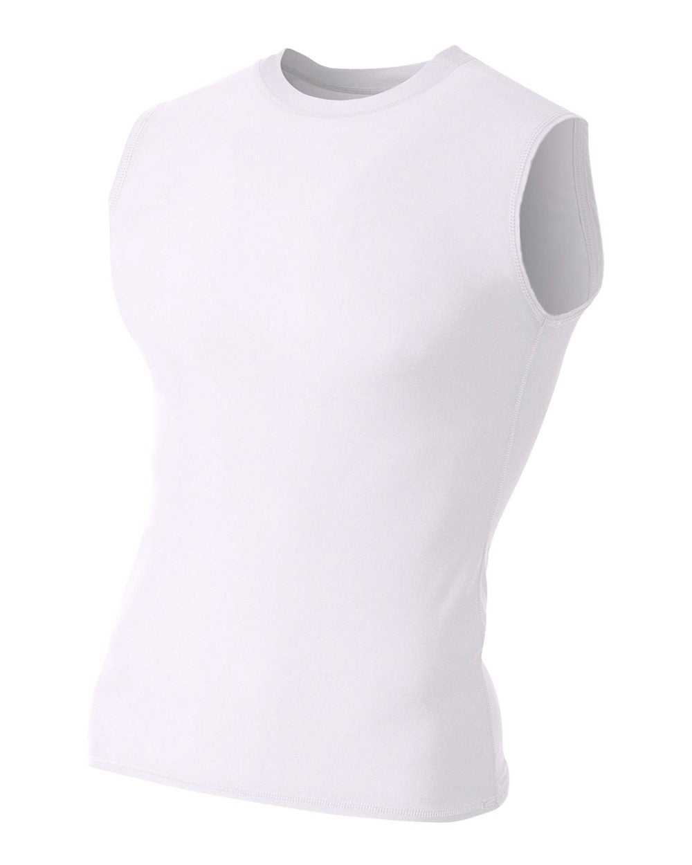 A4 N2306 Compression Muscle Tee - White - HIT a Double