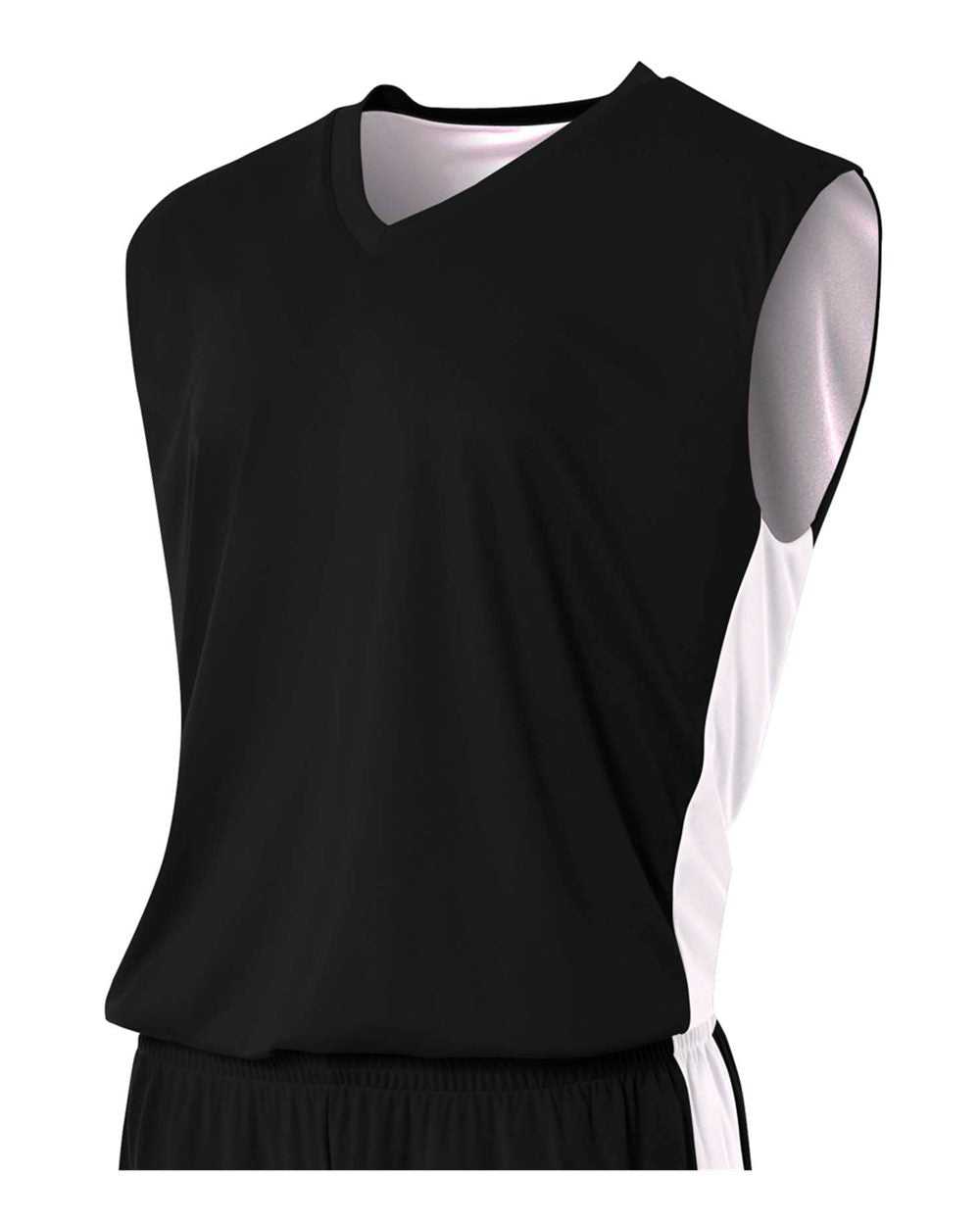 A4 N2320 Reversible Moisture Management Muscle - Black White - HIT a Double