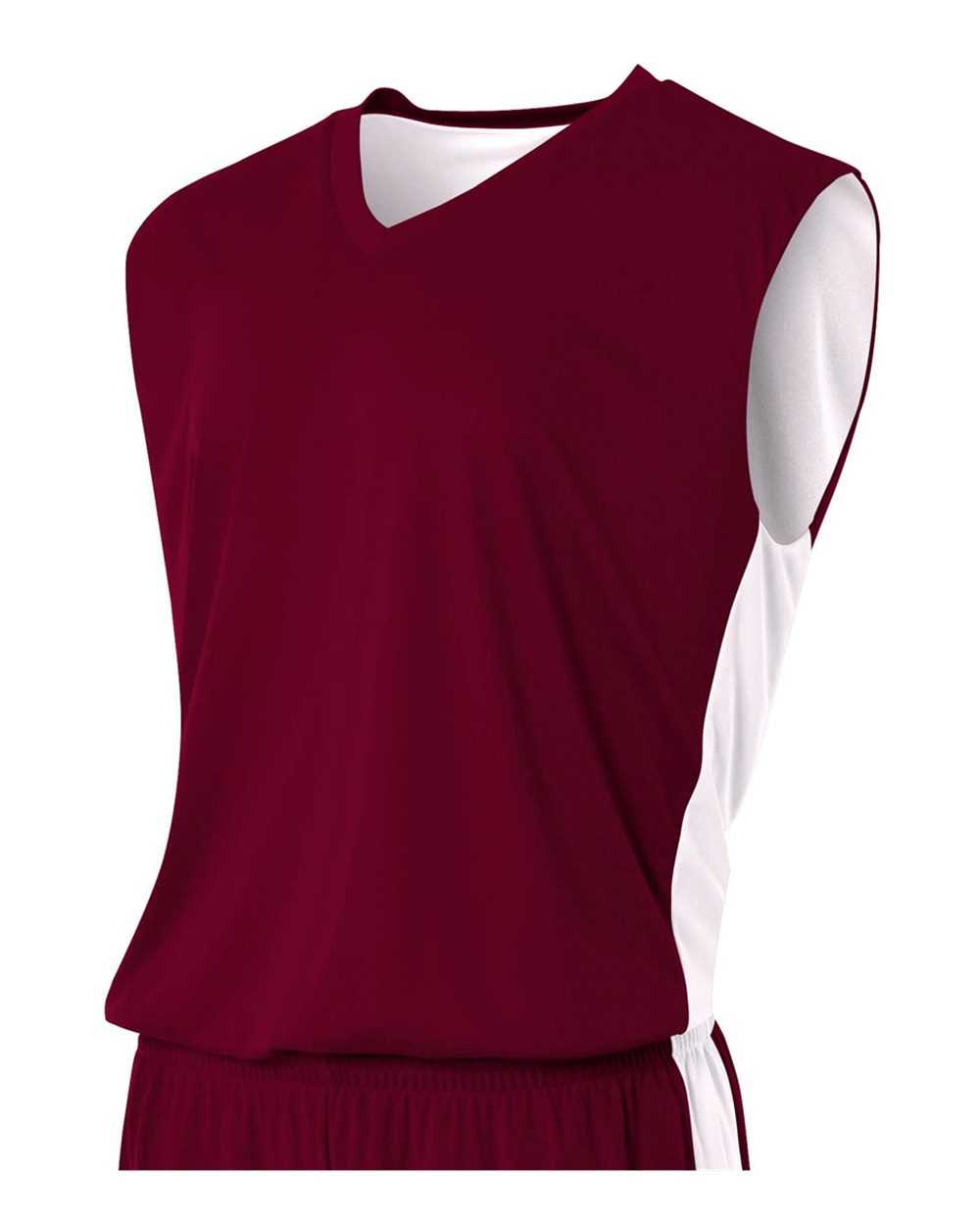 A4 N2320 Reversible Moisture Management Muscle - Maroon White - HIT a Double