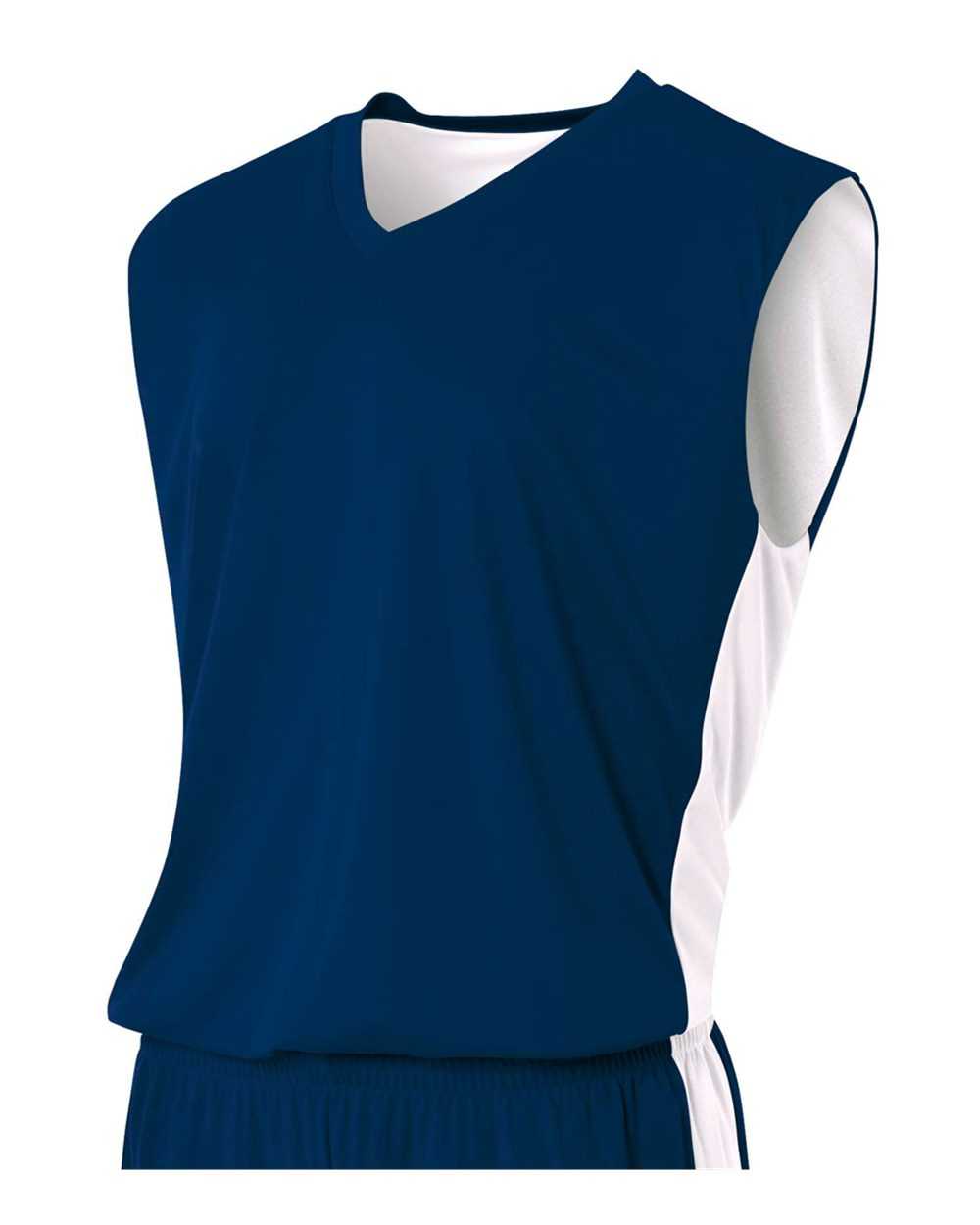 A4 N2320 Reversible Moisture Management Muscle - Navy White - HIT a Double