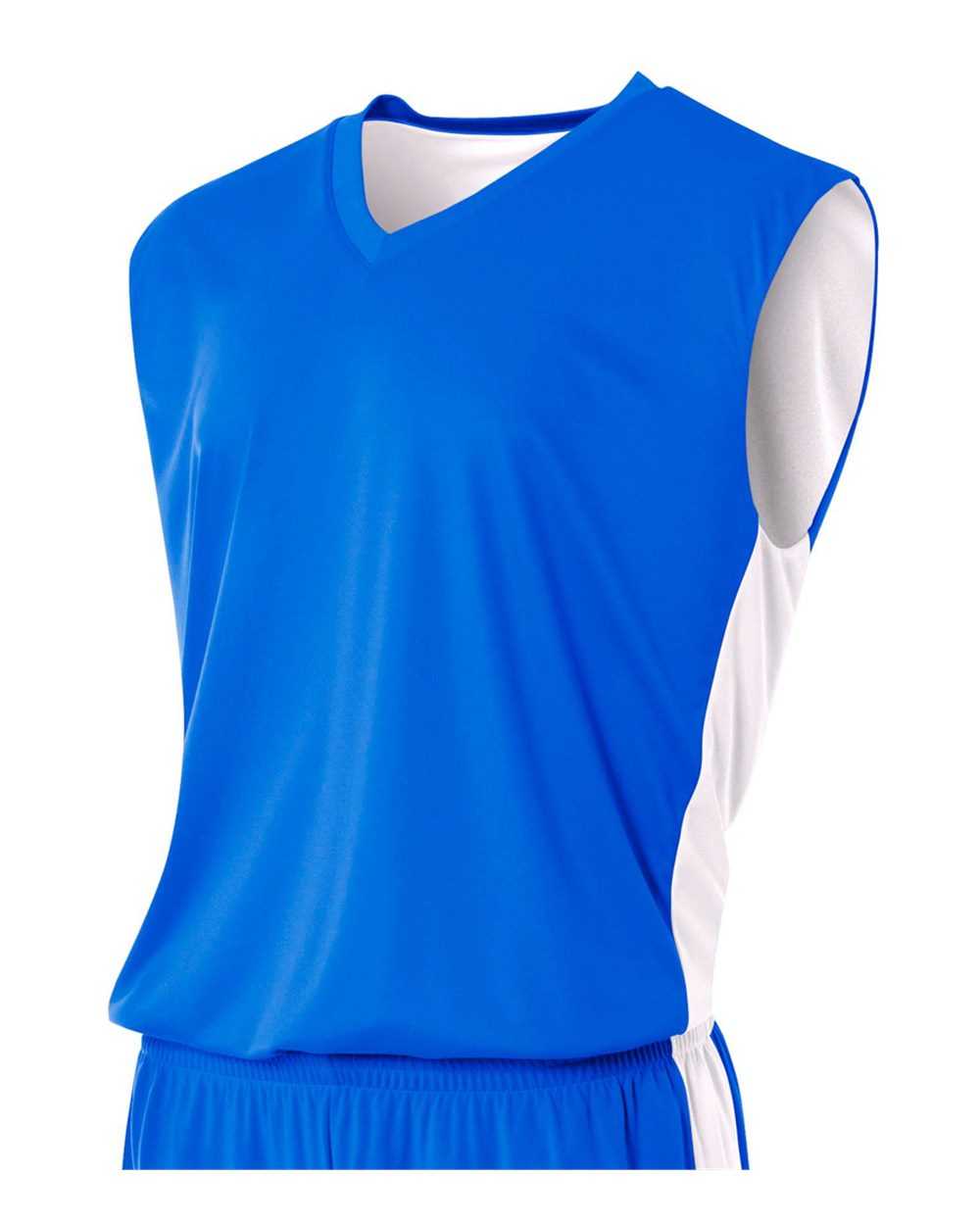 A4 N2320 Reversible Moisture Management Muscle - Royal White - HIT a Double