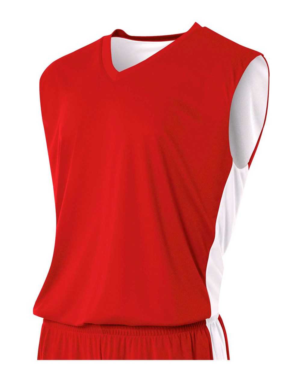 A4 N2320 Reversible Moisture Management Muscle - Scarlet White - HIT a Double