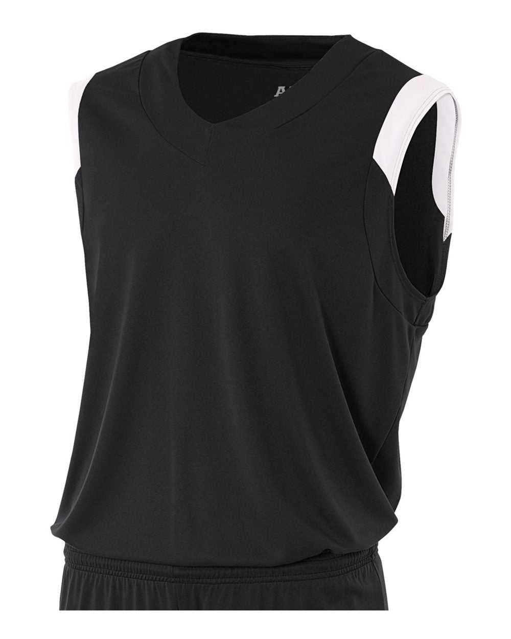 A4 N2340 Moisture Management V-neck Muscle - Black White - HIT a Double