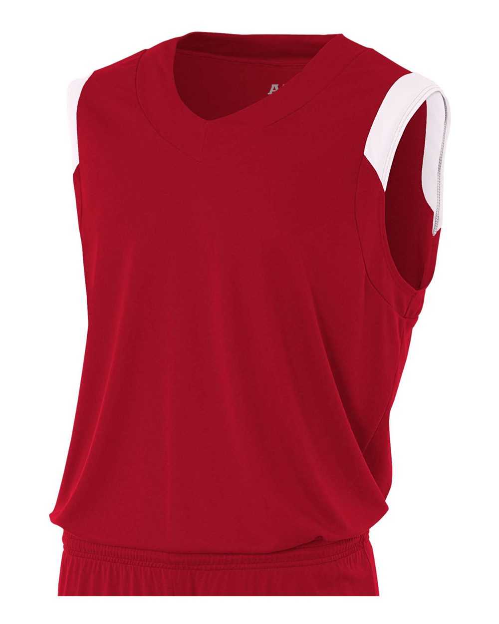 A4 N2340 Moisture Management V-neck Muscle - Cardinal White - HIT a Double