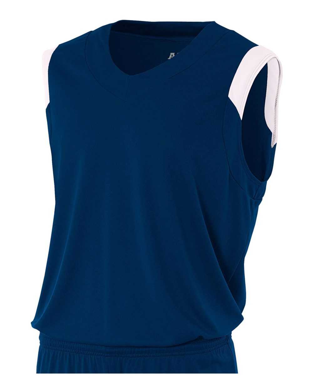 A4 N2340 Moisture Management V-neck Muscle - Navy White - HIT a Double