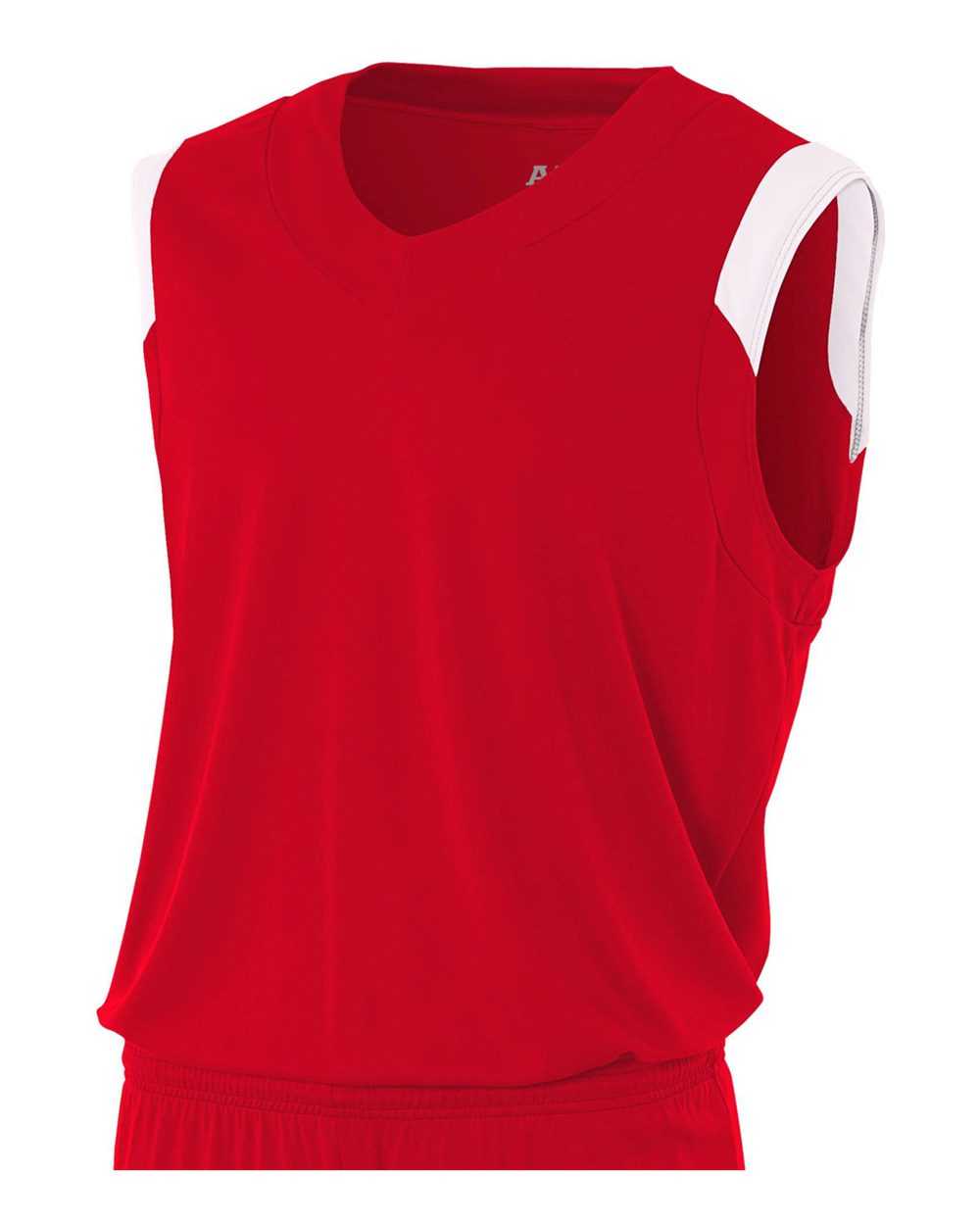 A4 N2340 Moisture Management V-neck Muscle - Scarlet White - HIT a Double