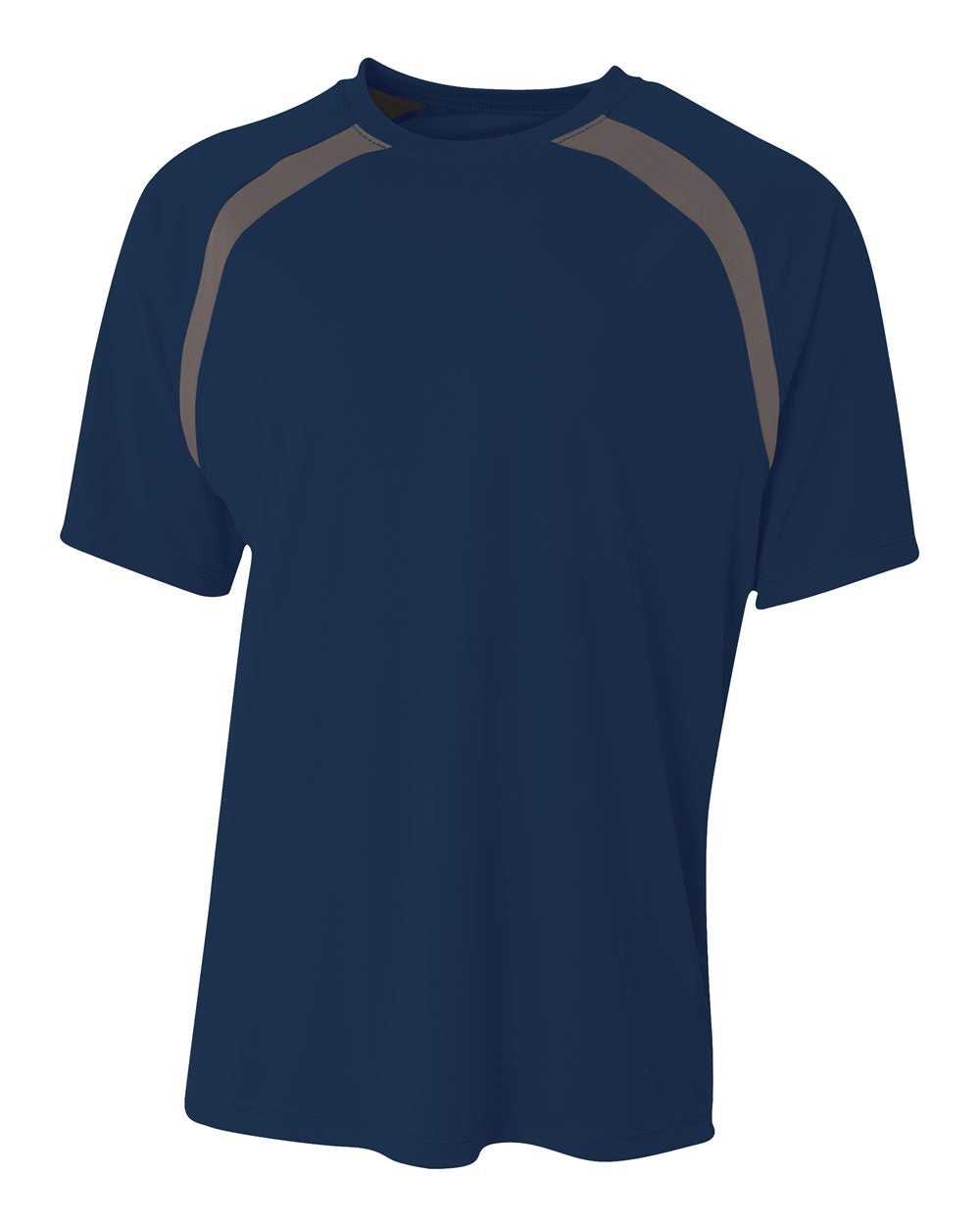 A4 N3001 Spartan Short Sleeve Color Block Crew - Navy Graphite - HIT a Double