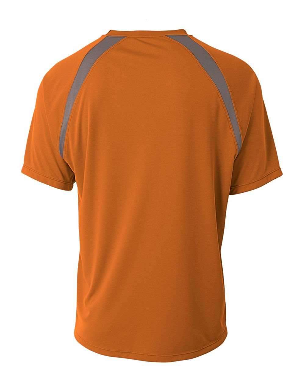 A4 N3001 Spartan Short Sleeve Color Block Crew - Orange Graphite - HIT a Double