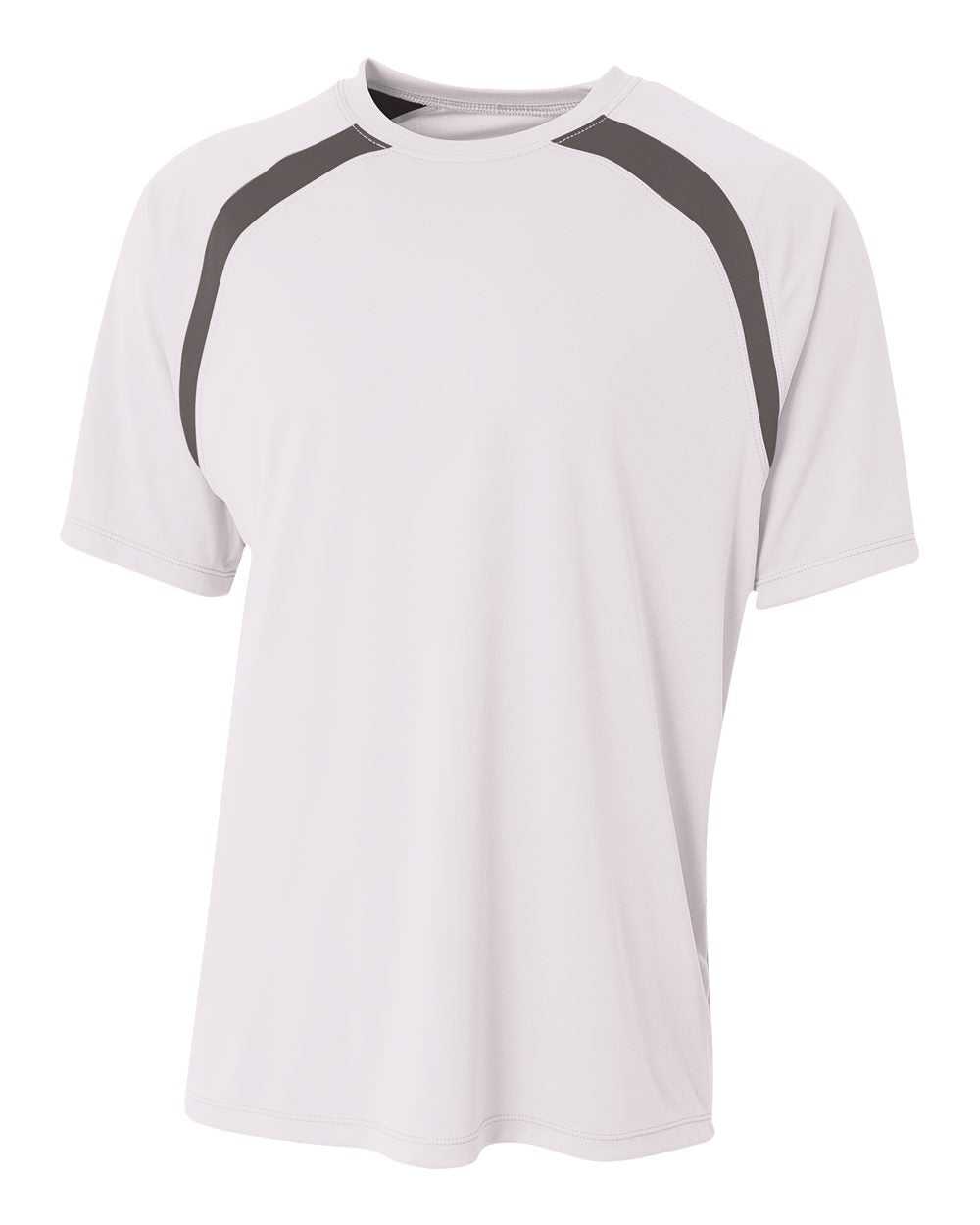 A4 N3001 Spartan Short Sleeve Color Block Crew - White Graphite - HIT a Double