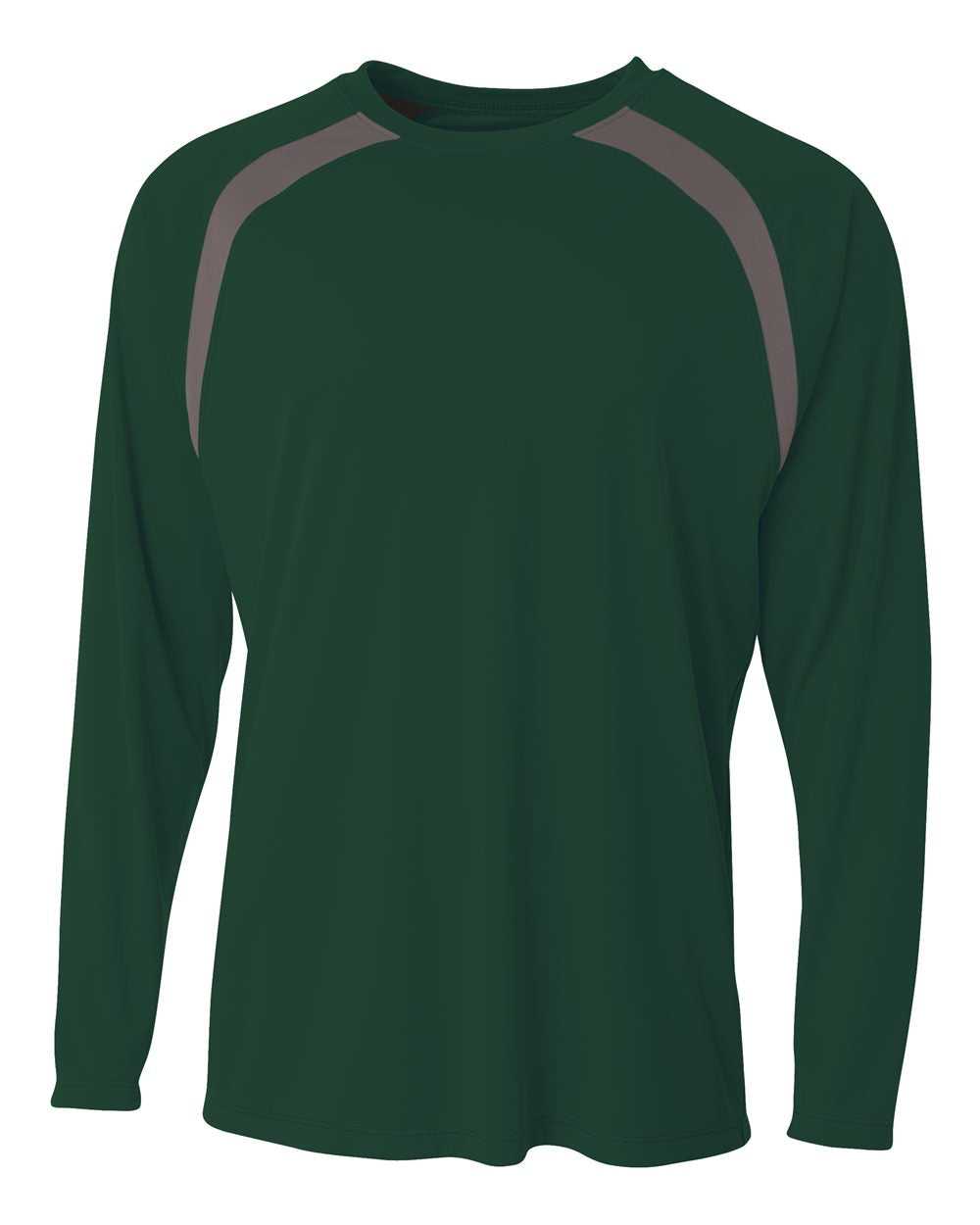 A4 N3003 Spartan Long Sleeve Color Block Crew - Forest Graphite - HIT a Double