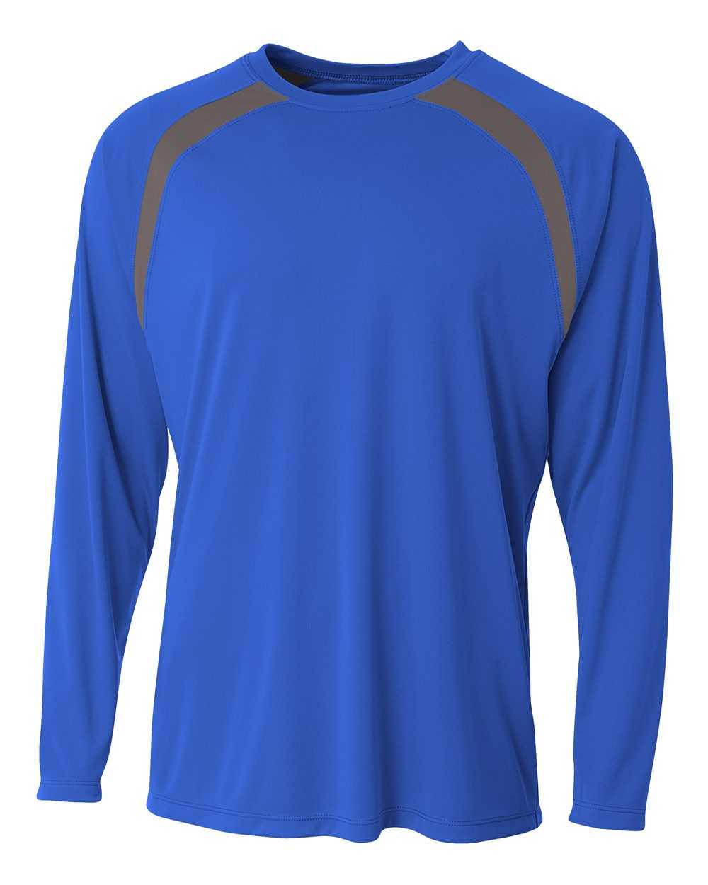A4 N3003 Spartan Long Sleeve Color Block Crew - Royal Graphite - HIT a Double