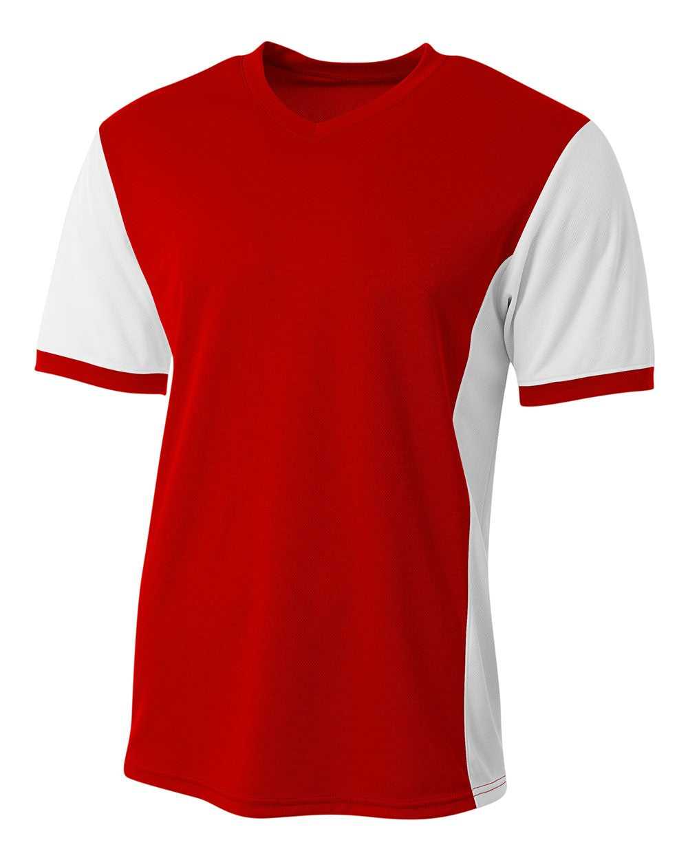 A4 N3017 Premier Soccer Jersey - Scarlet White - HIT a Double