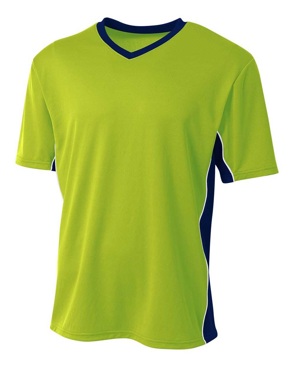A4 N3018 Liga Soccer Jersey - Lime Navy - HIT a Double
