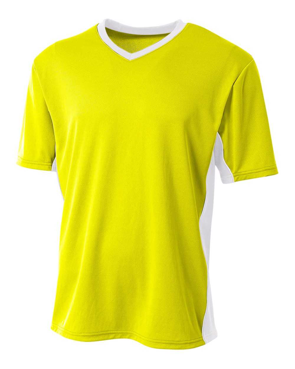 A4 N3018 Liga Soccer Jersey - Safety Yellow White - HIT a Double