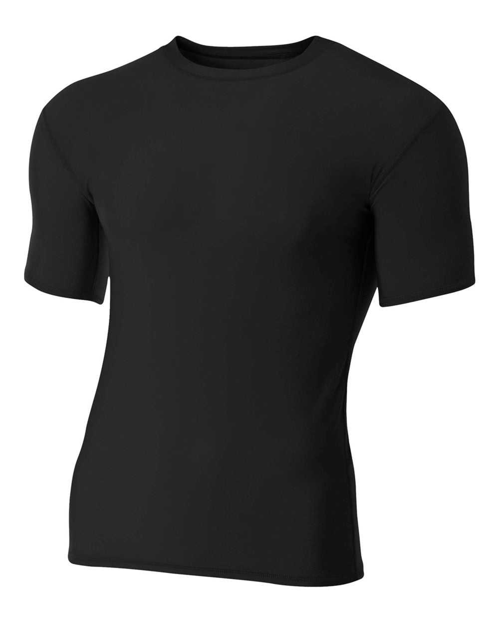 A4 N3130 Short Sleeve Compression Crew - Black - HIT a Double