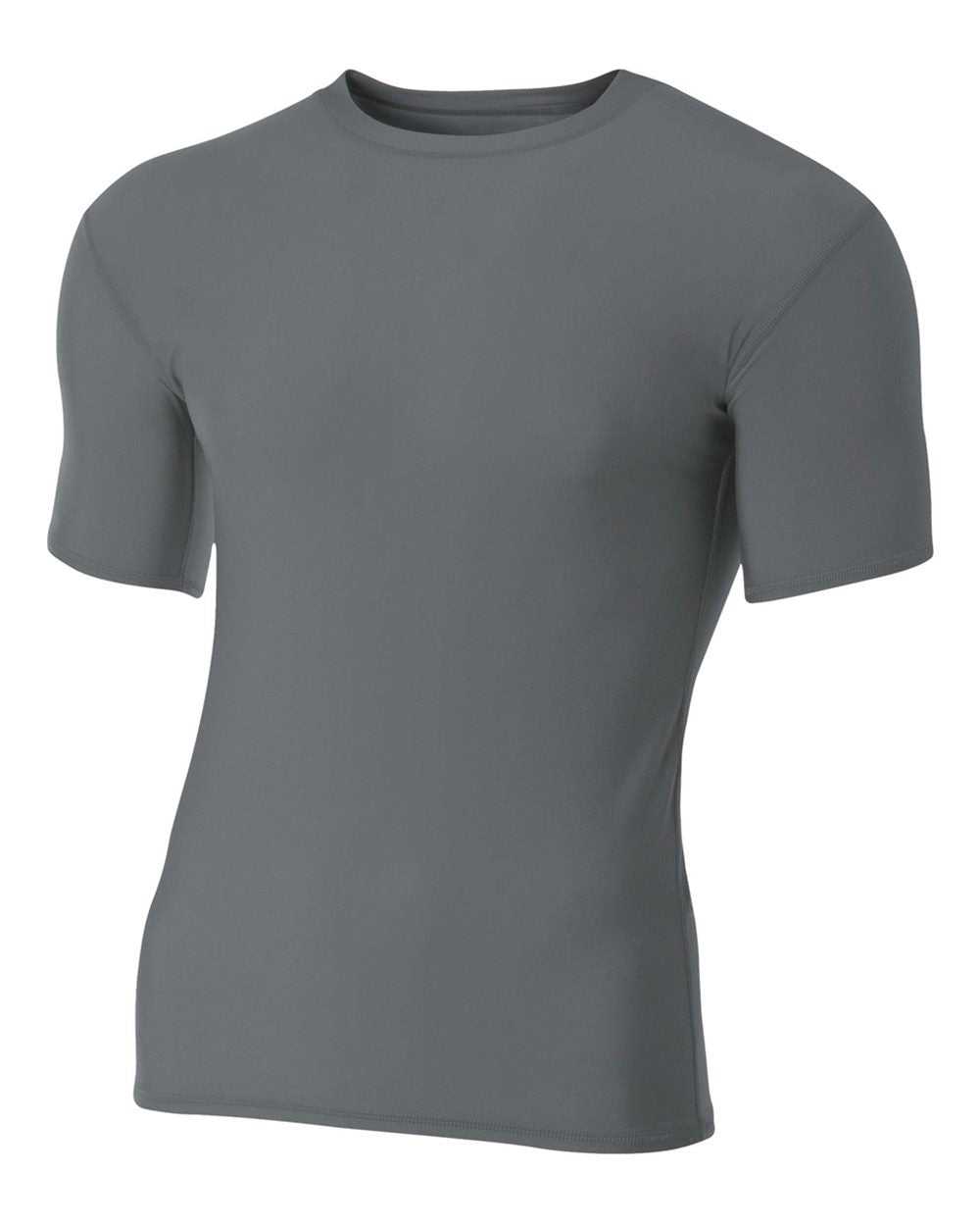 A4 N3130 Short Sleeve Compression Crew - Graphite - HIT a Double