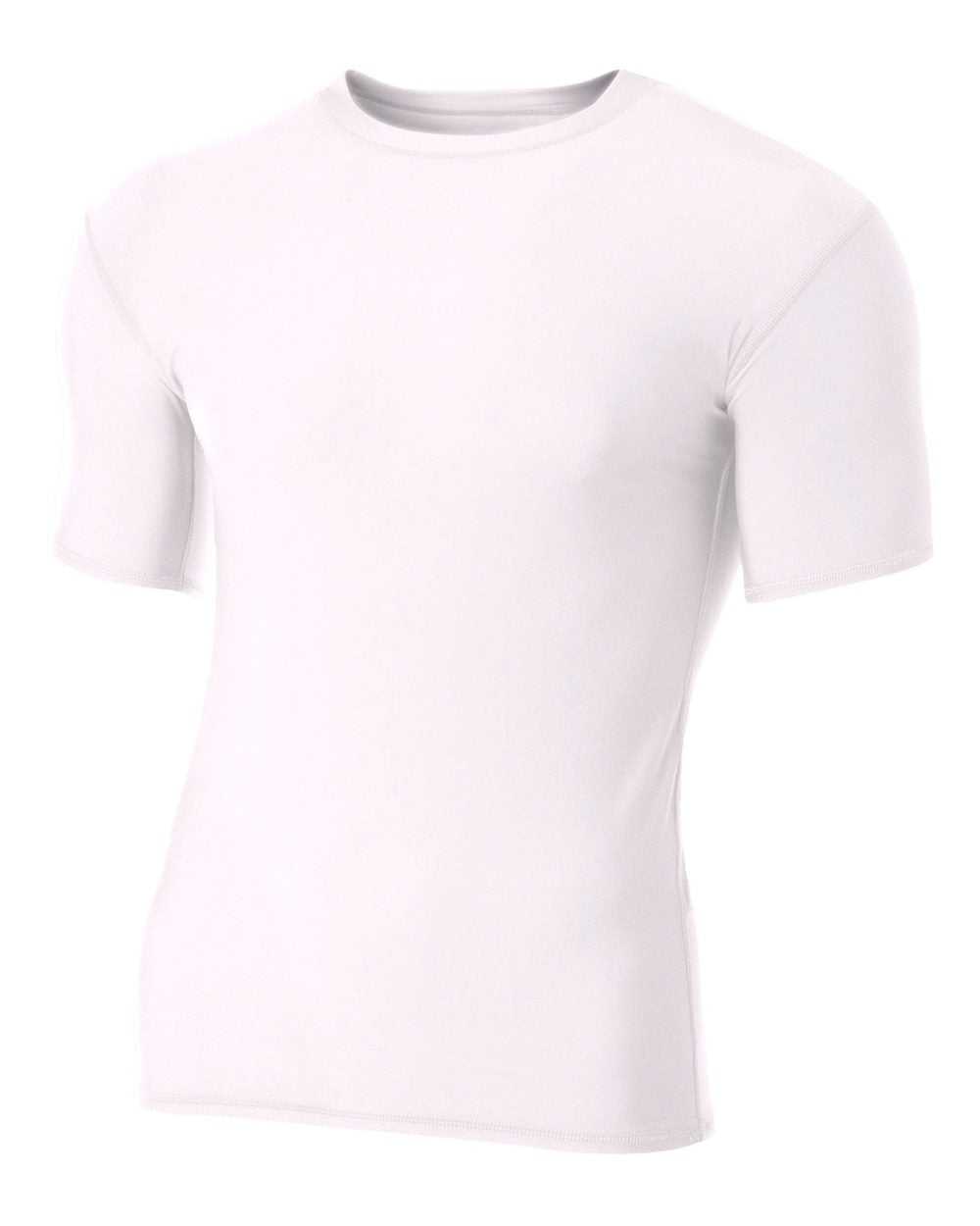 A4 N3130 Short Sleeve Compression Crew - White - HIT a Double