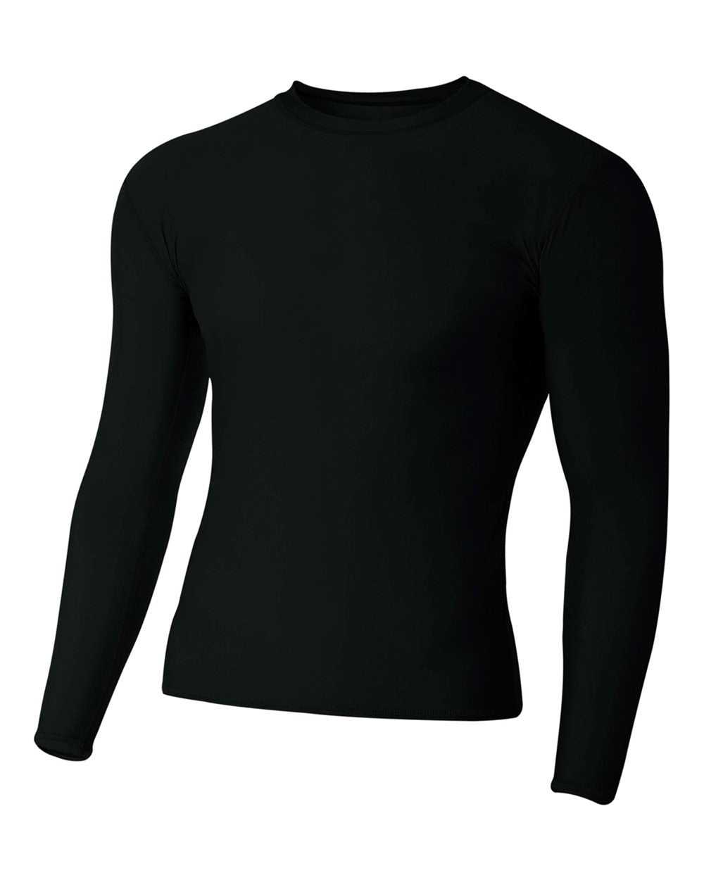 A4 N3133 Long Sleeve Compression Crew - Black - HIT a Double