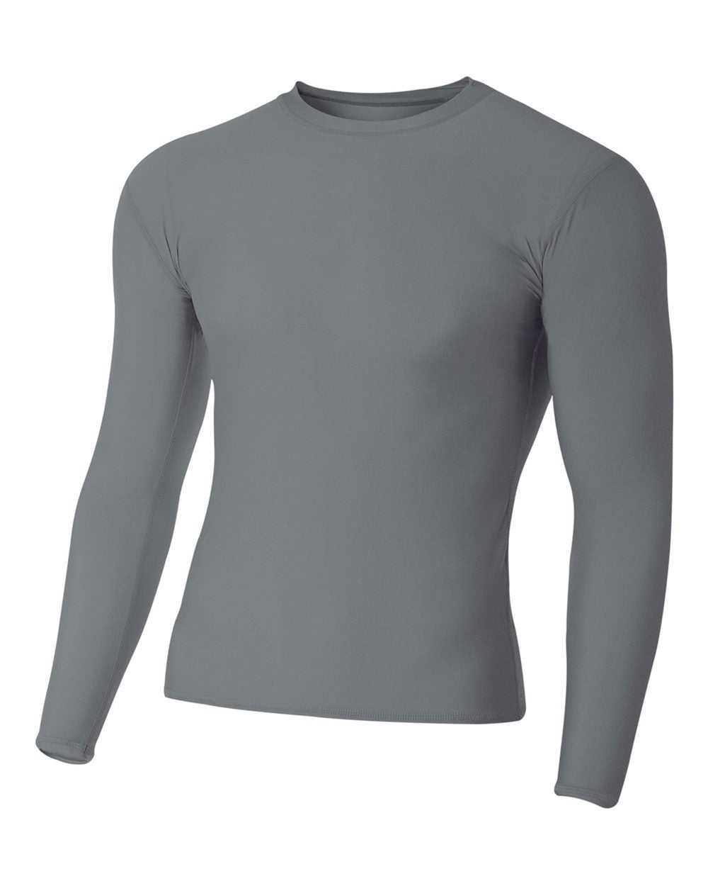 A4 N3133 Long Sleeve Compression Crew - Graphite - HIT a Double