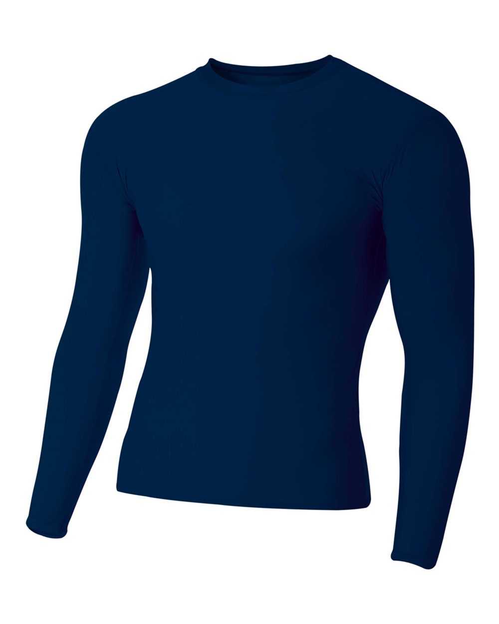 A4 N3133 Long Sleeve Compression Crew - Navy - HIT a Double