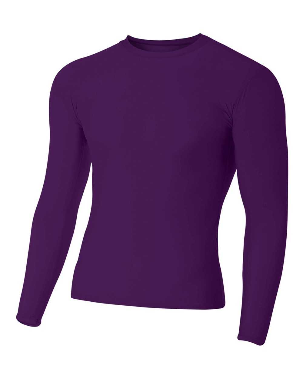 A4 N3133 Long Sleeve Compression Crew - Purple - HIT a Double