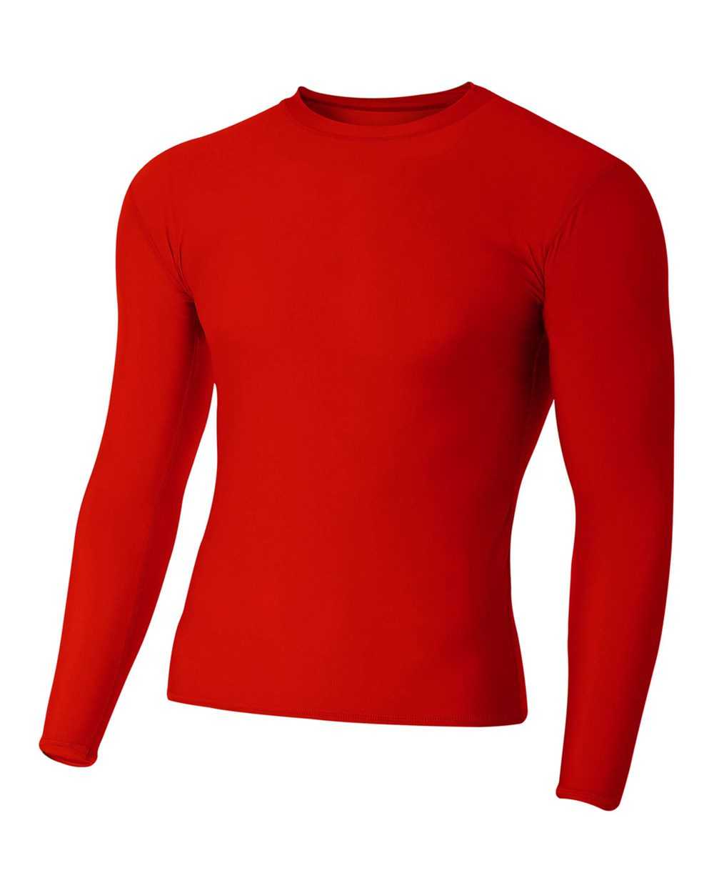 A4 N3133 Long Sleeve Compression Crew - Scarlet - HIT a Double