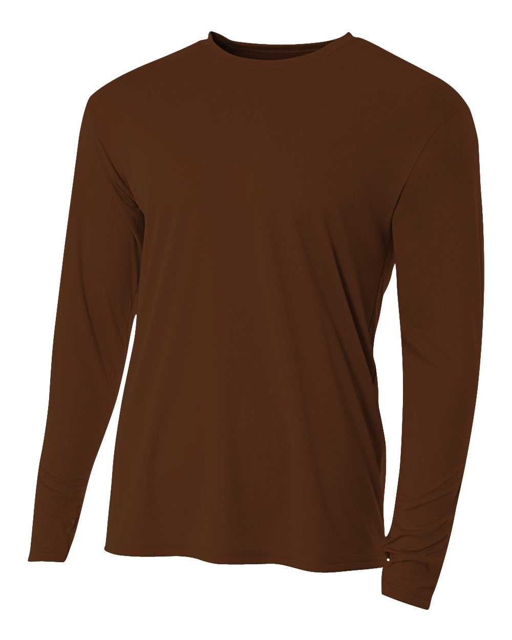 A4 N3165 Cooling Performance Long Sleeve Crew - Brown - HIT a Double