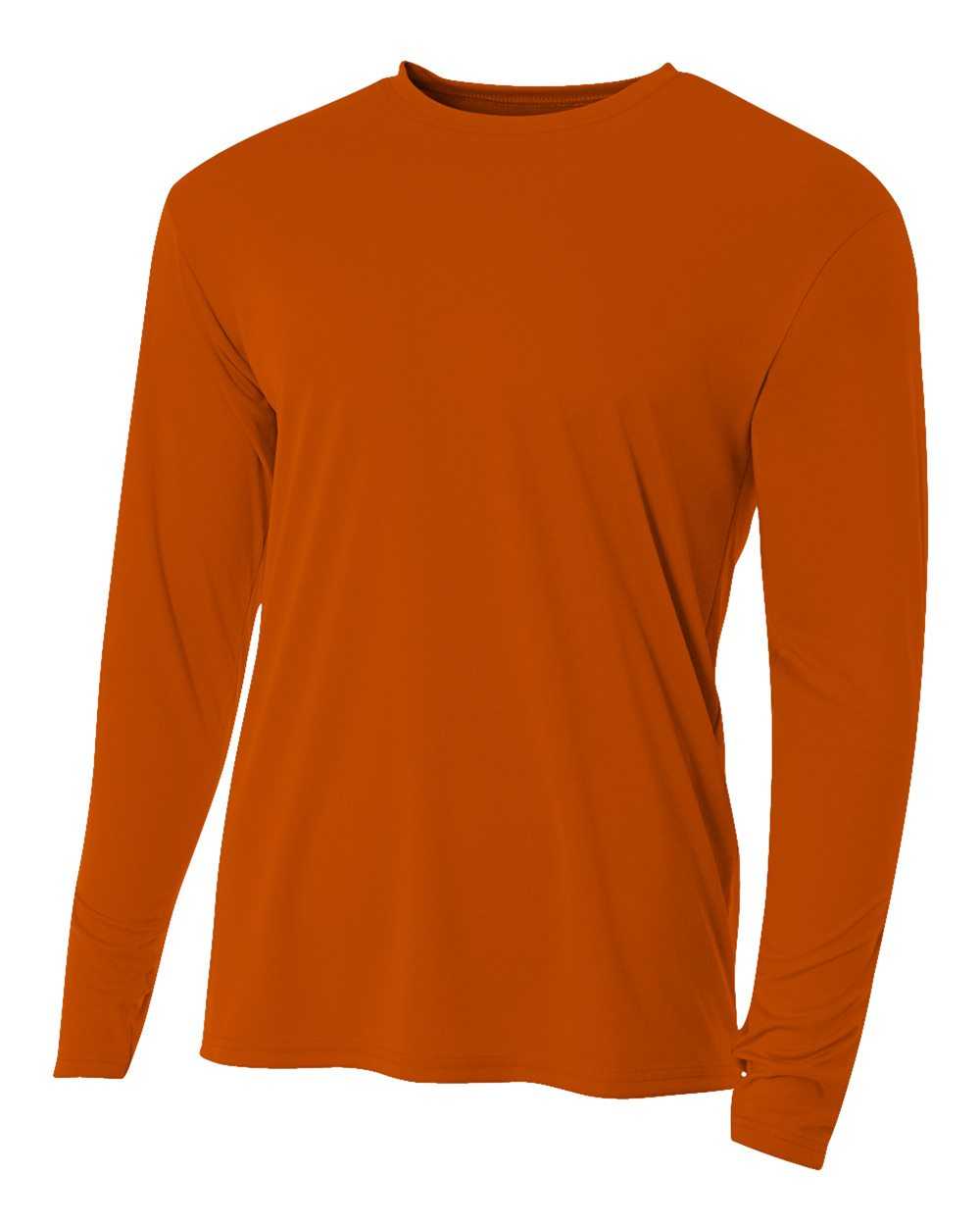 A4 N3165 Cooling Performance Long Sleeve Crew - Burnt Orange - HIT a Double