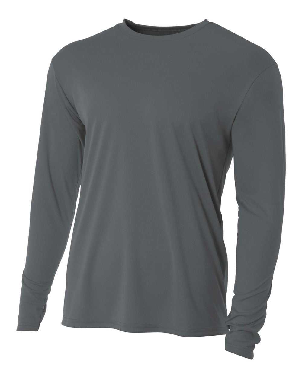 A4 N3165 Cooling Performance Long Sleeve Crew - Graphite - HIT a Double