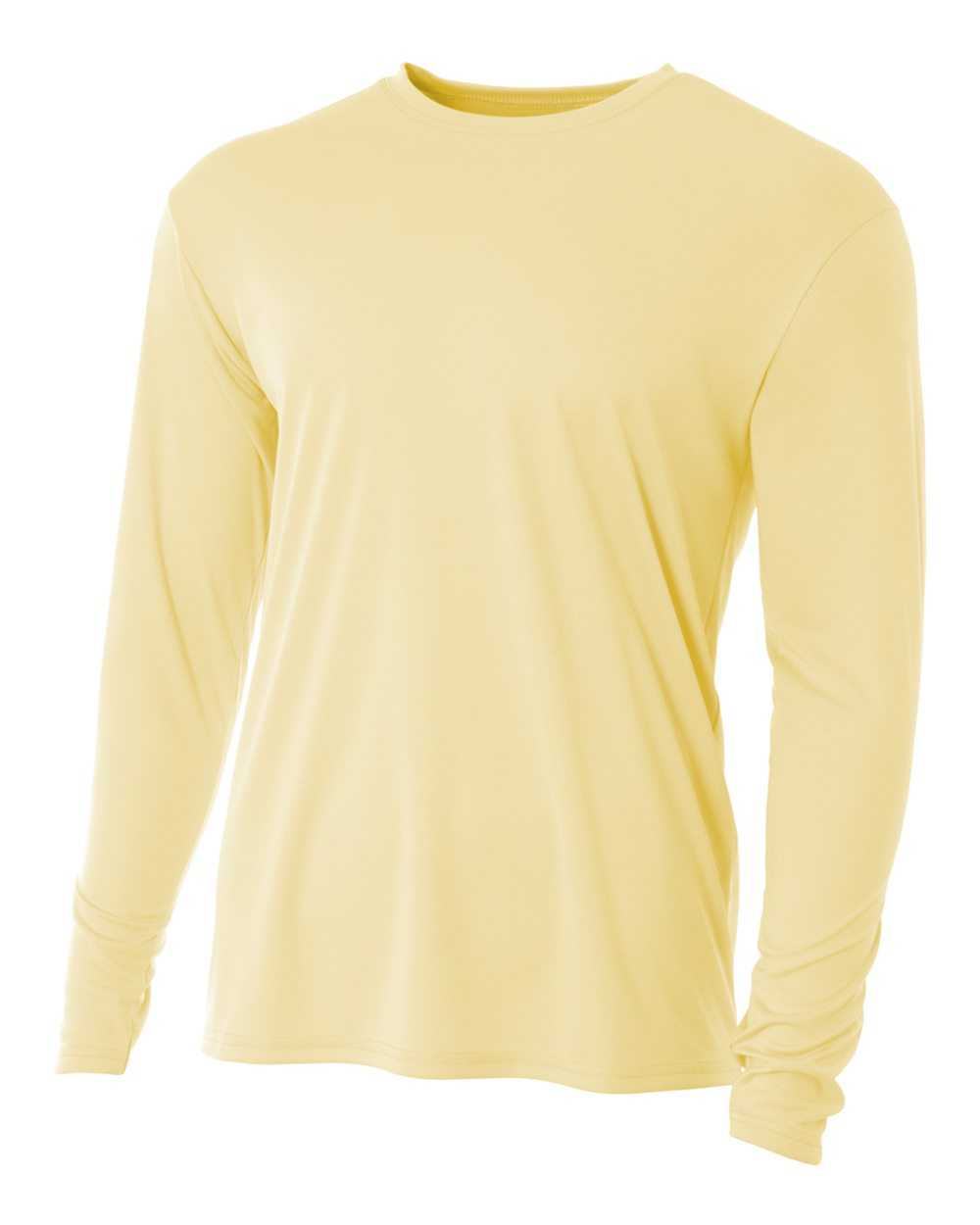 A4 N3165 Cooling Performance Long Sleeve Crew - Light Yellow - HIT a Double