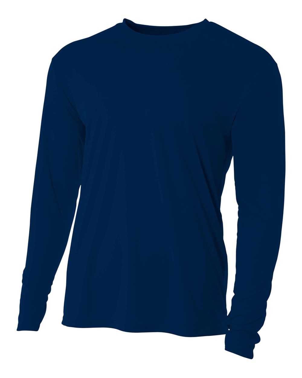 A4 N3165 Cooling Performance Long Sleeve Crew - Navy - HIT a Double