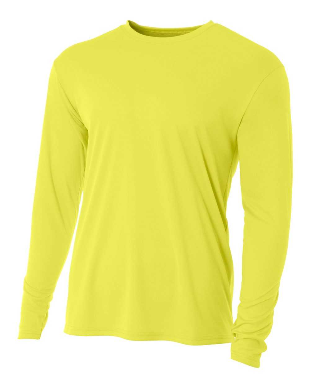A4 N3165 Cooling Performance Long Sleeve Crew - Safety Yellow - HIT a Double