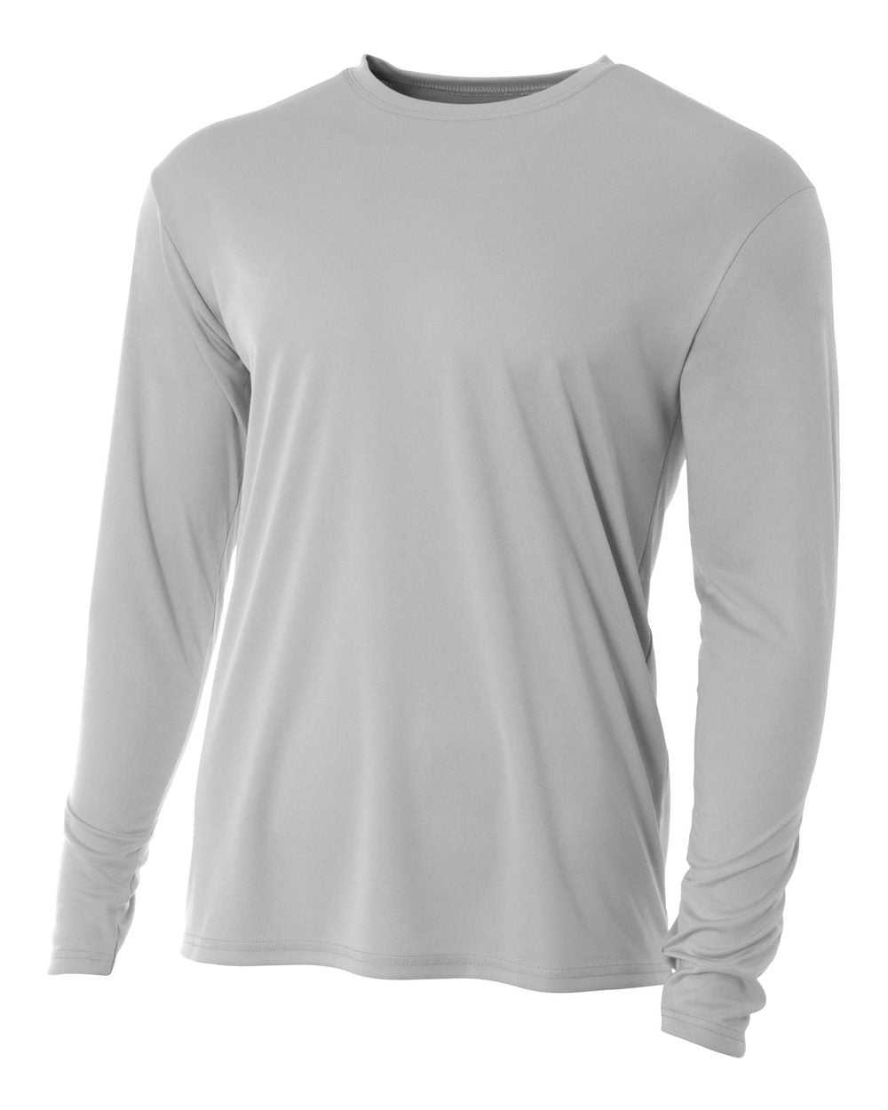 A4 N3165 Cooling Performance Long Sleeve Crew - Silver - HIT a Double