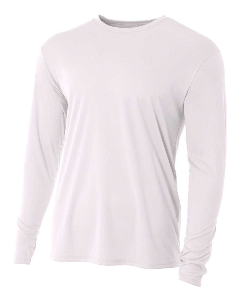 A4 N3165 Cooling Performance Long Sleeve Crew - White - HIT a Double
