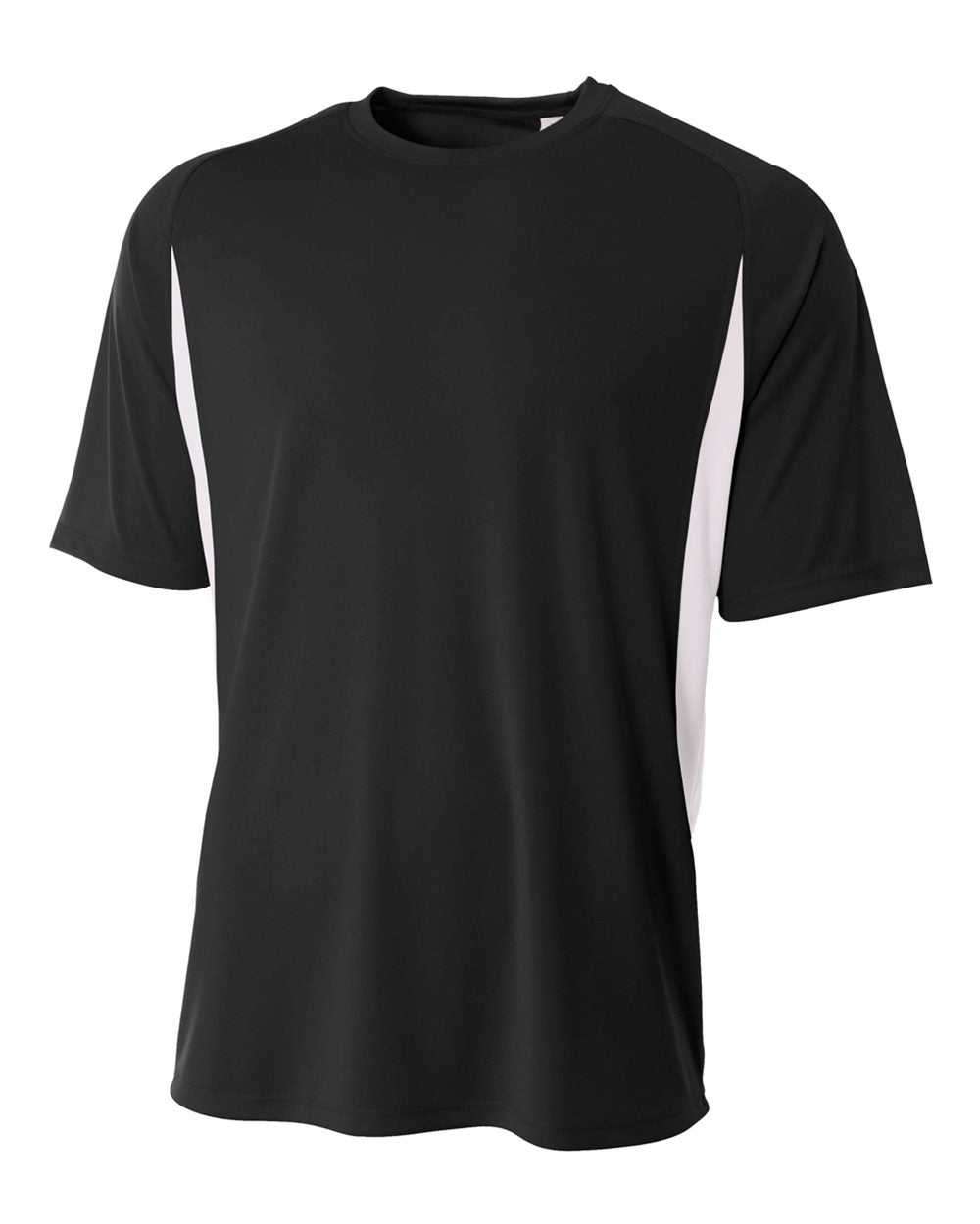 A4 N3181 Cooling Performance Color Blocked Short Sleeve Crew - Black White - HIT a Double