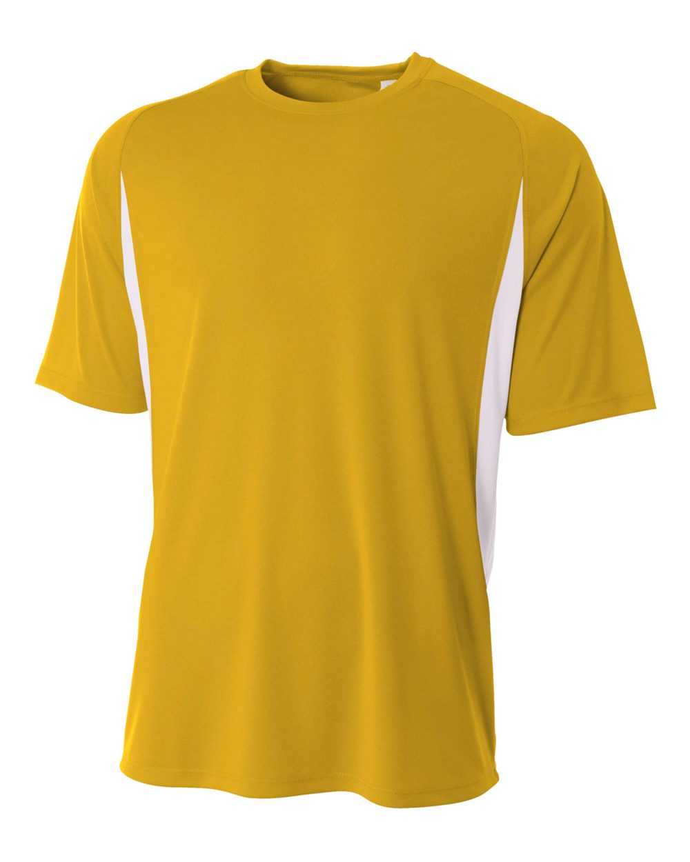 A4 N3181 Cooling Performance Color Blocked Short Sleeve Crew - Gold White - HIT a Double
