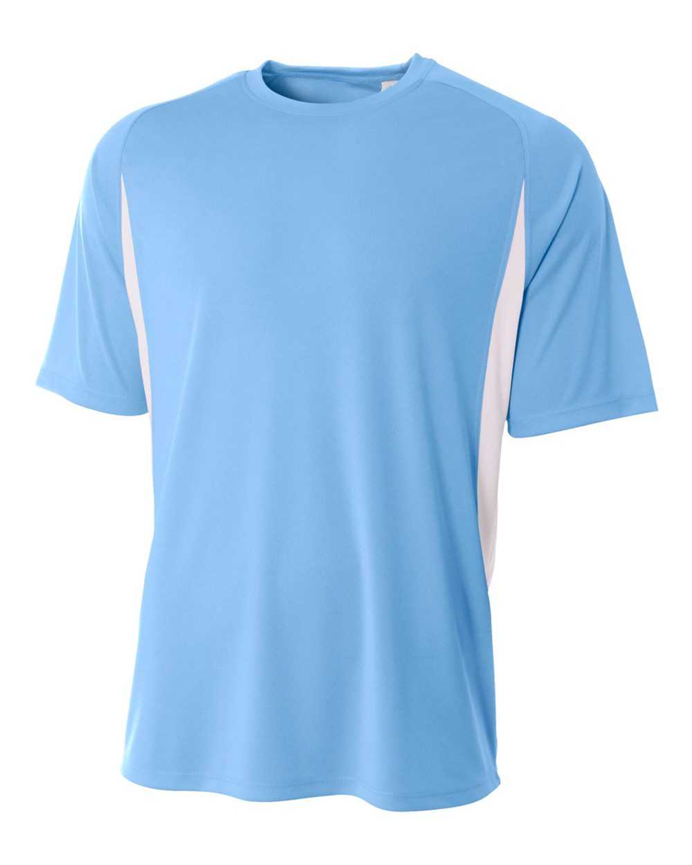 A4 N3181 Cooling Performance Color Blocked Short Sleeve Crew - Light Blue White - HIT a Double