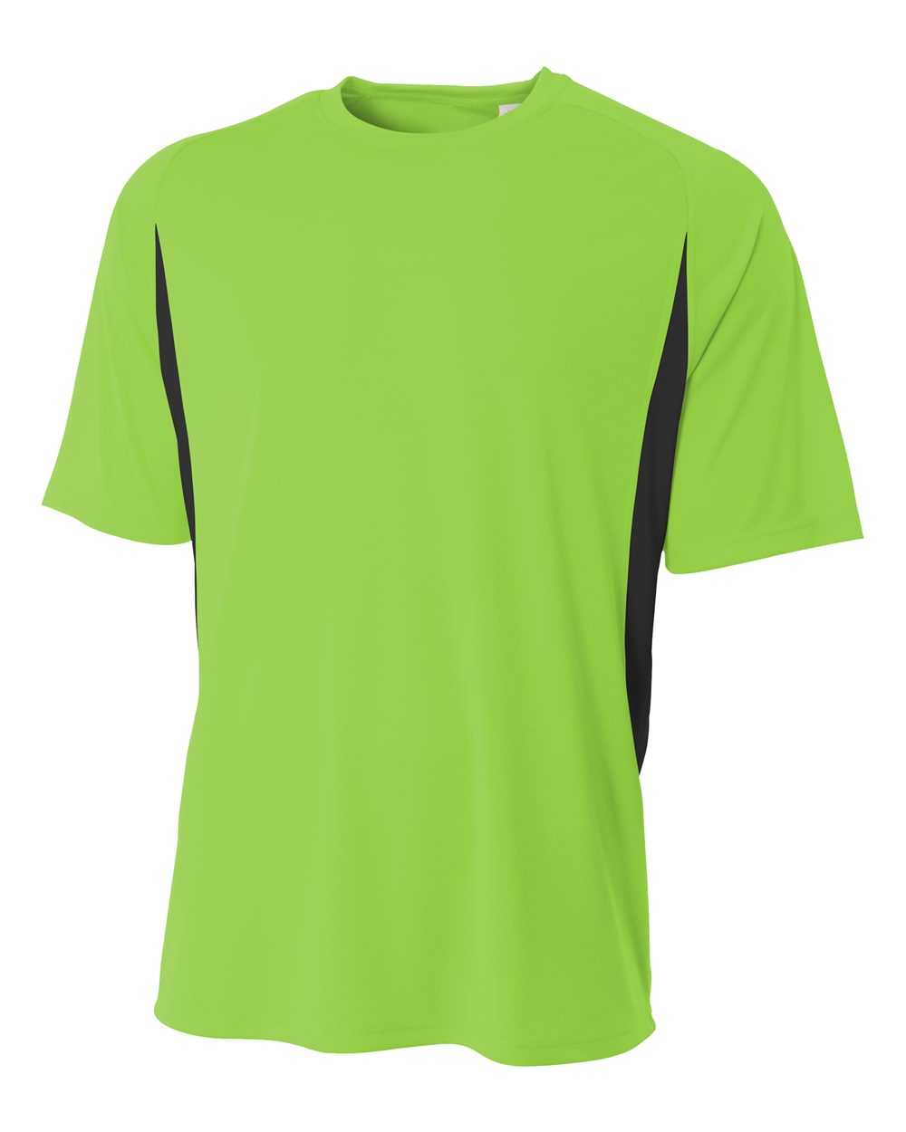 A4 N3181 Cooling Performance Color Blocked Short Sleeve Crew - Lime Black - HIT a Double