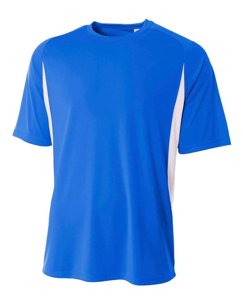 A4 N3181 Cooling Performance Color Blocked Short Sleeve Crew - Royal White - HIT a Double