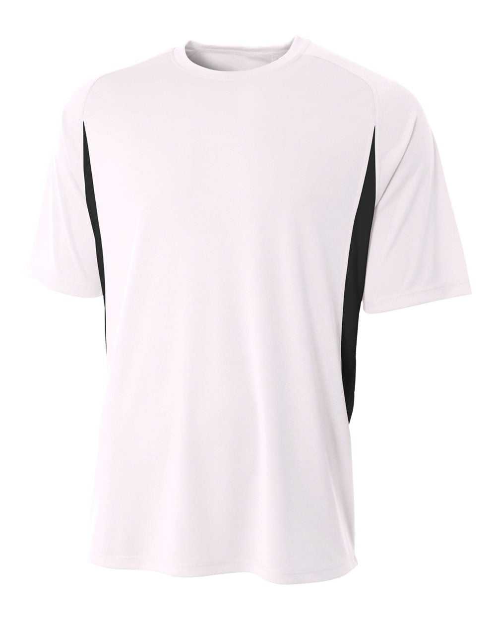 A4 N3181 Cooling Performance Color Blocked Short Sleeve Crew - White Black - HIT a Double