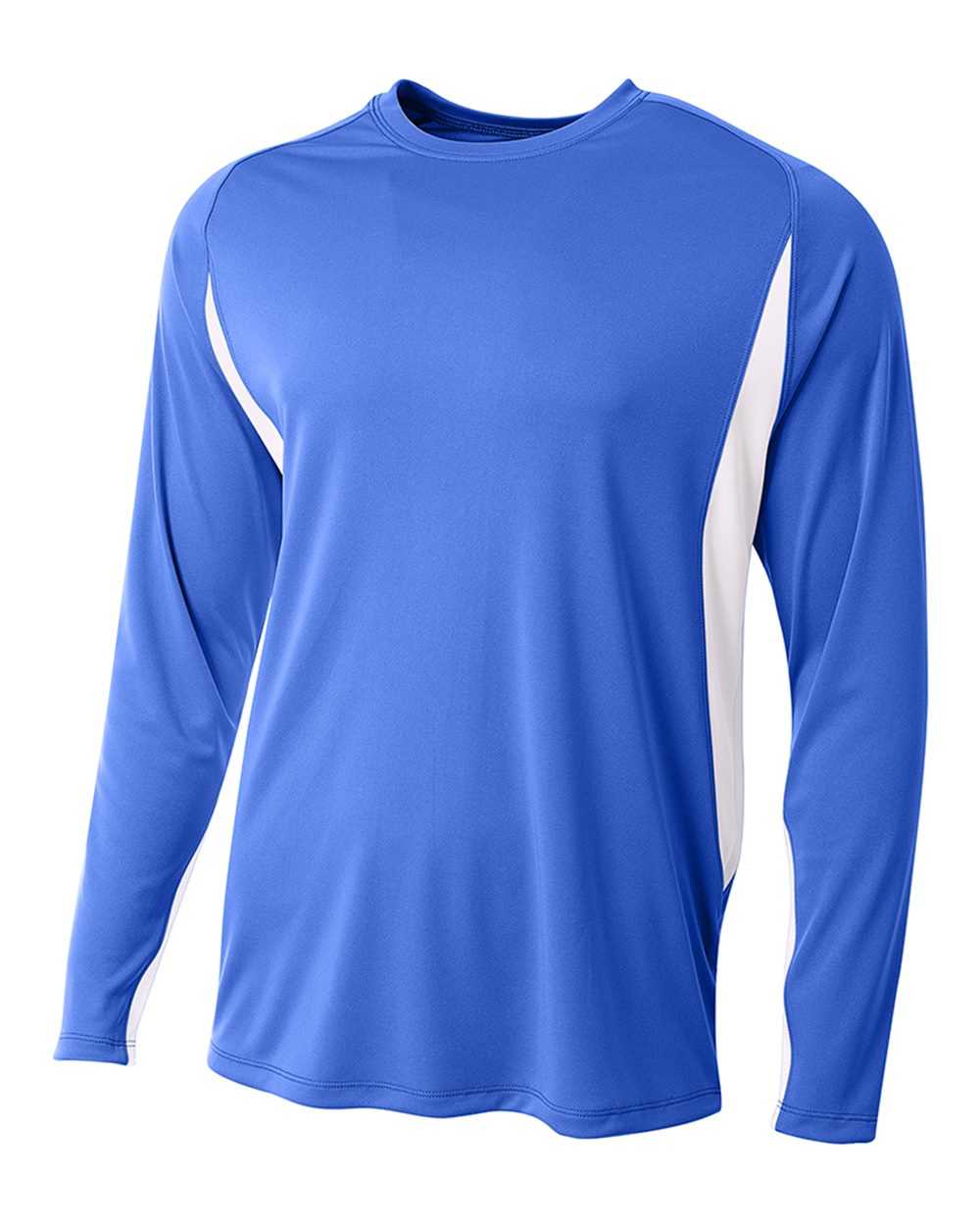 A4 N3183 Long Sleeve Color Block Tee - Royal White - HIT a Double