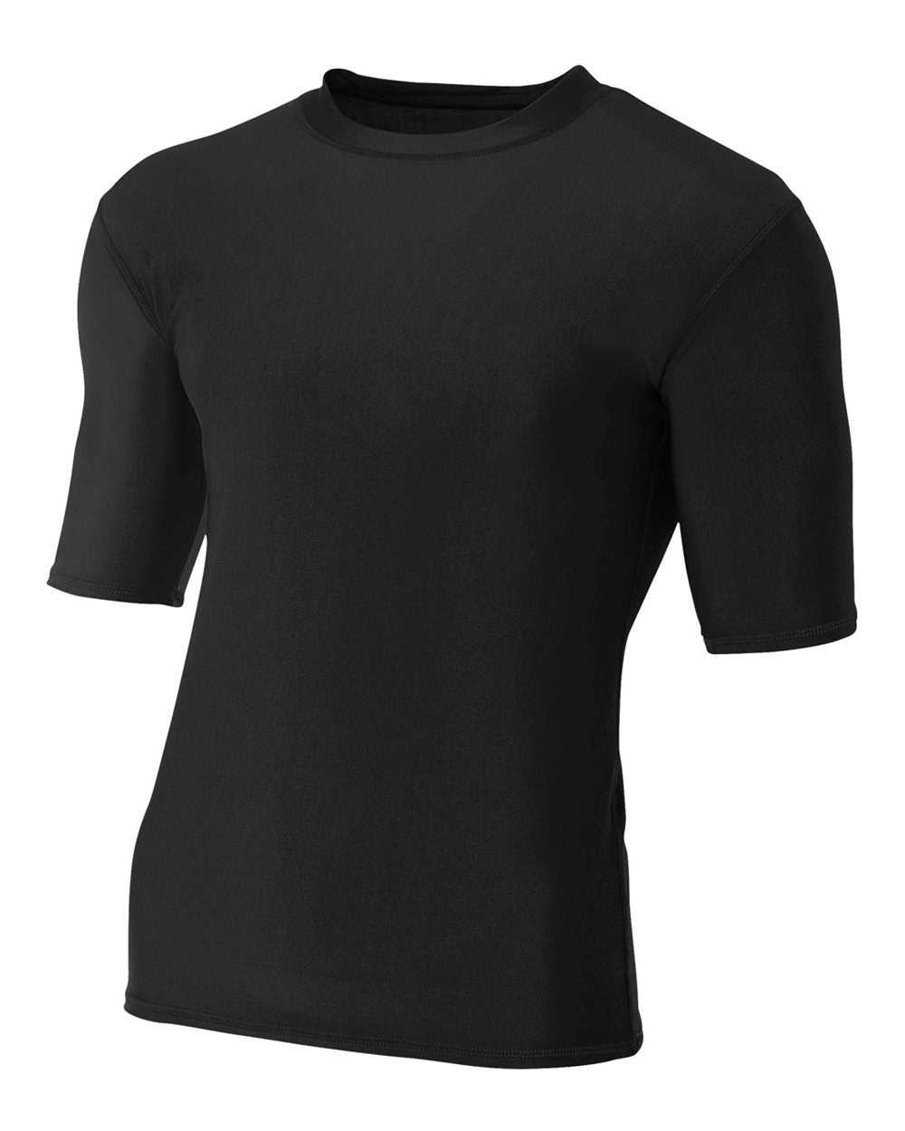 A4 N3283 1/2 Sleeve Compression Crew - Black - HIT a Double