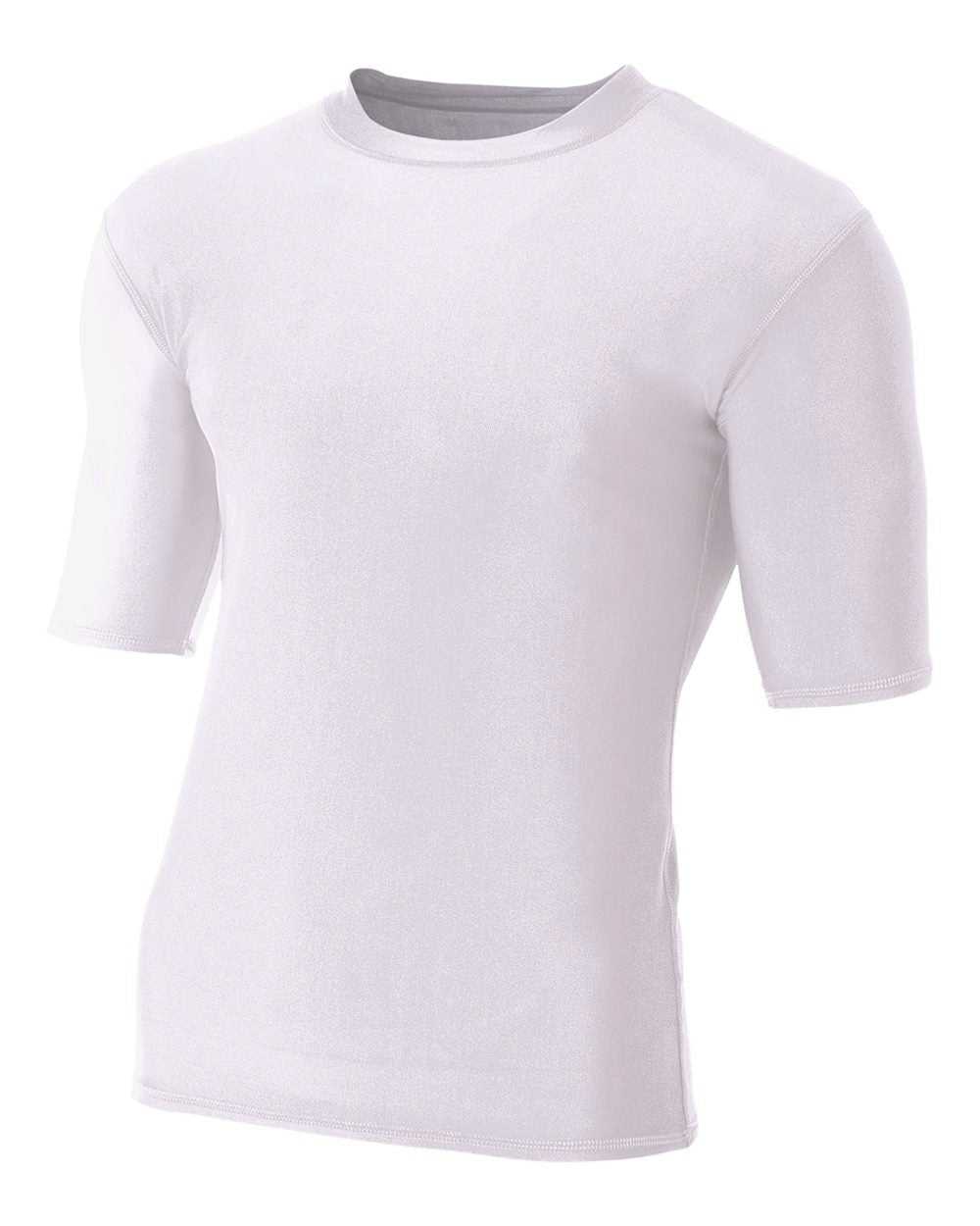 A4 N3283 1/2 Sleeve Compression Crew - White - HIT a Double