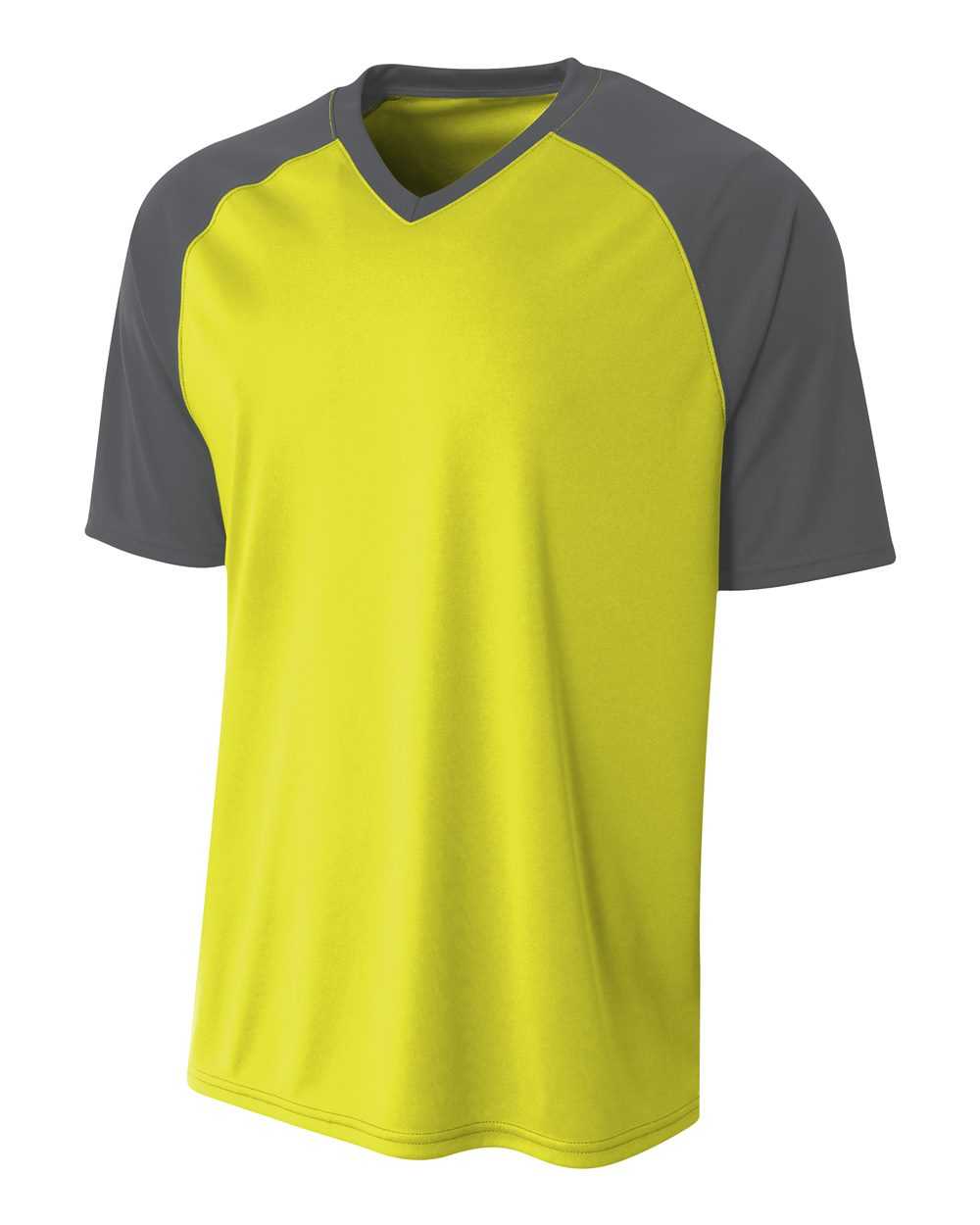 A4 N3373 Strike Jersey - Safety Yellow Graphite - HIT a Double