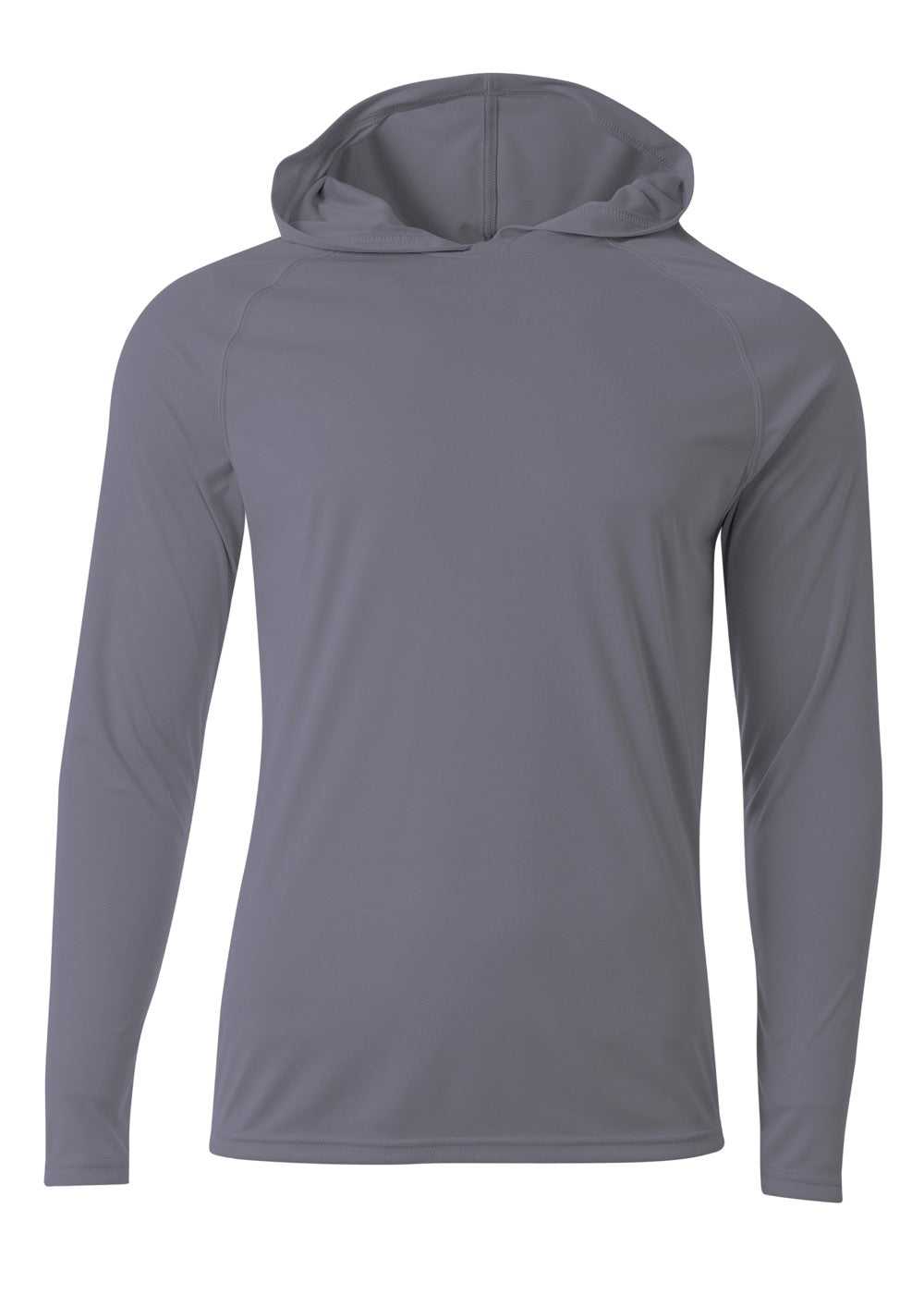 A4 N3409 Long Sleeve Hooded Tee - Graphite - HIT a Double